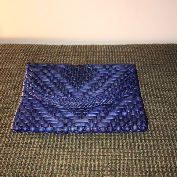 Handbags - Blue woven clutch